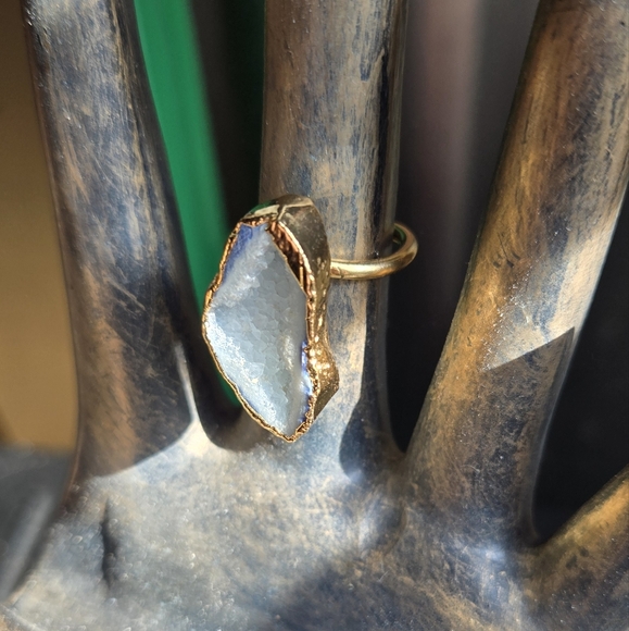 Topaz baby blue drutzy geode 18k gold sz8 - Picture 5 of 6